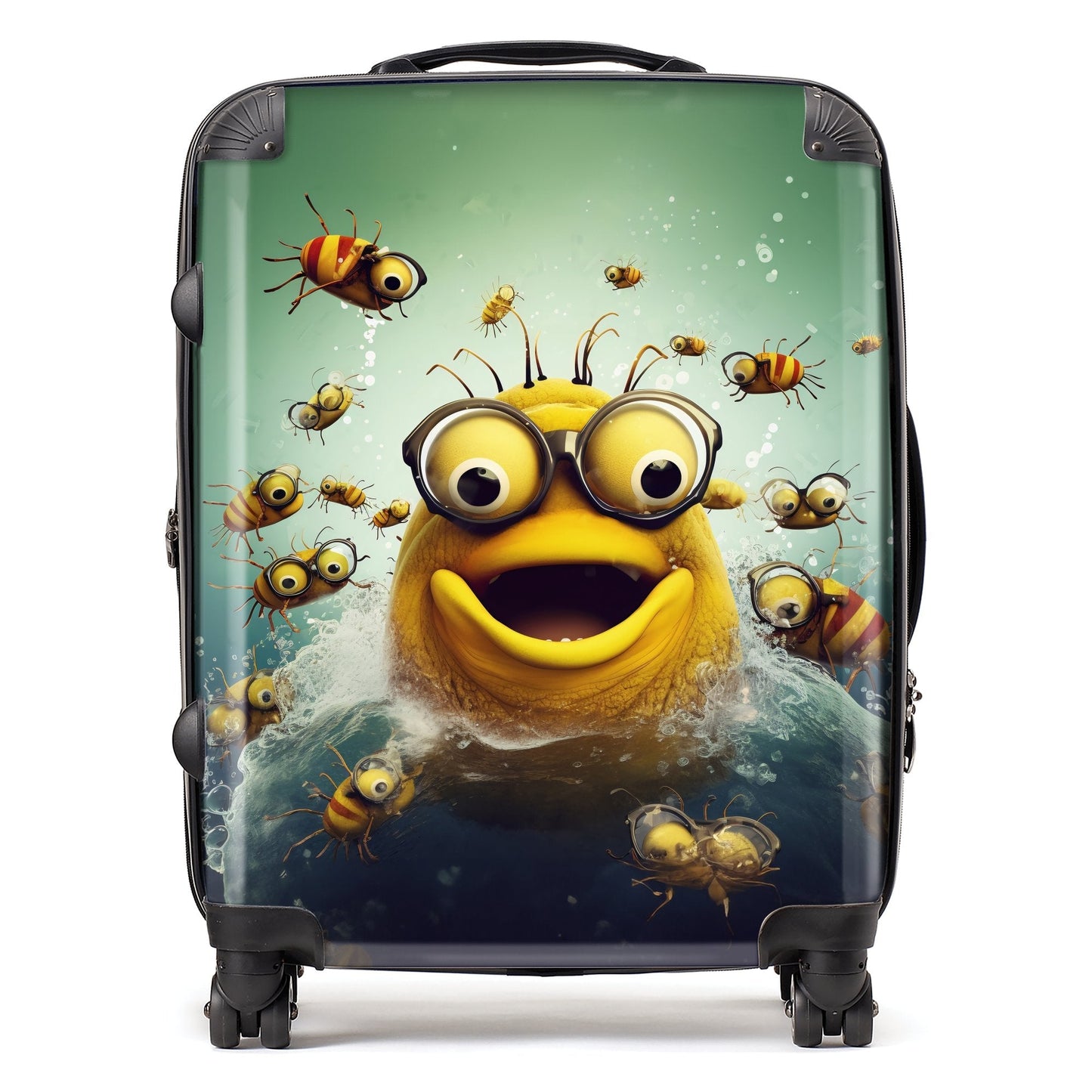 Happy Worm And Bees Splashart Suitcase