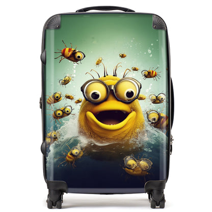 Happy Worm And Bees Splashart Suitcase