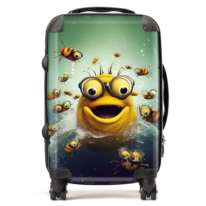 Happy Worm And Bees Splashart Suitcase