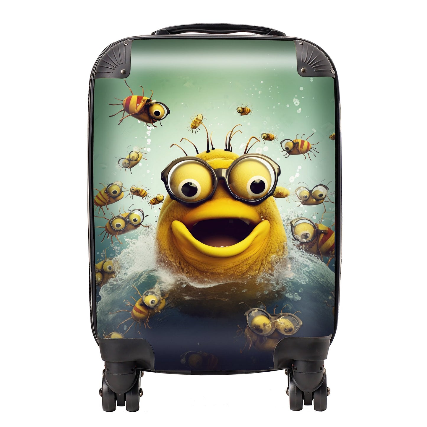 Happy Worm And Bees Splashart Suitcase