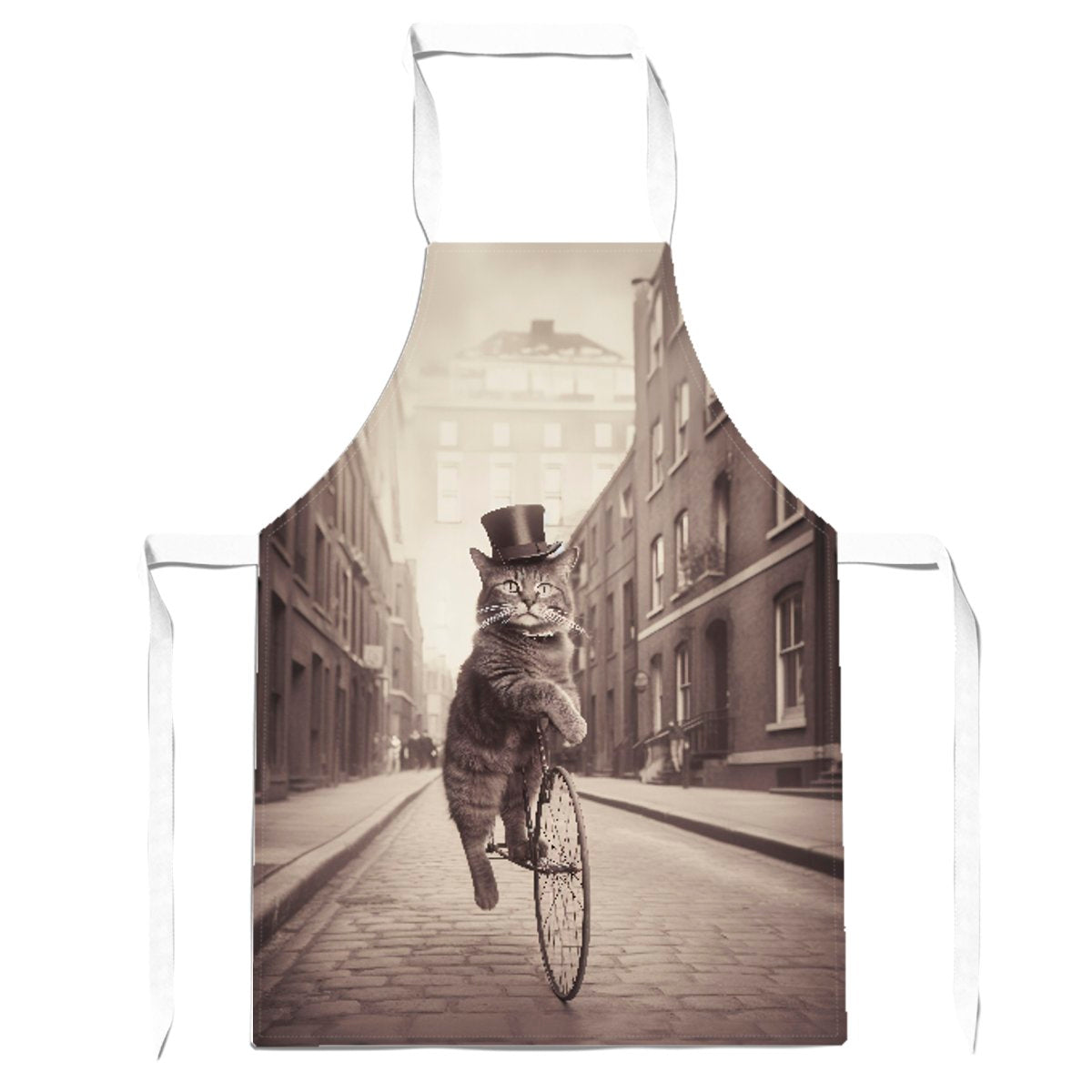 Victorian Cat Riding A Bike Apron