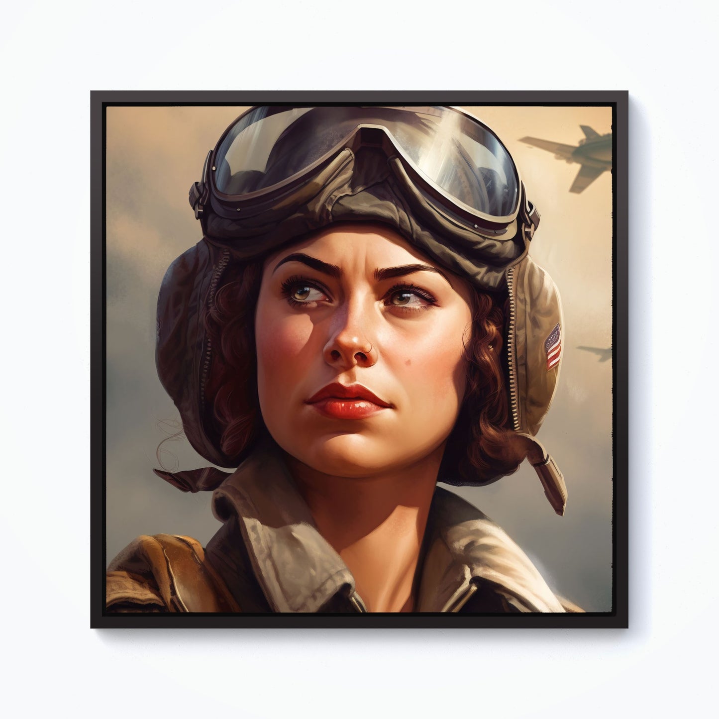 Female Pilot Framed Canvas