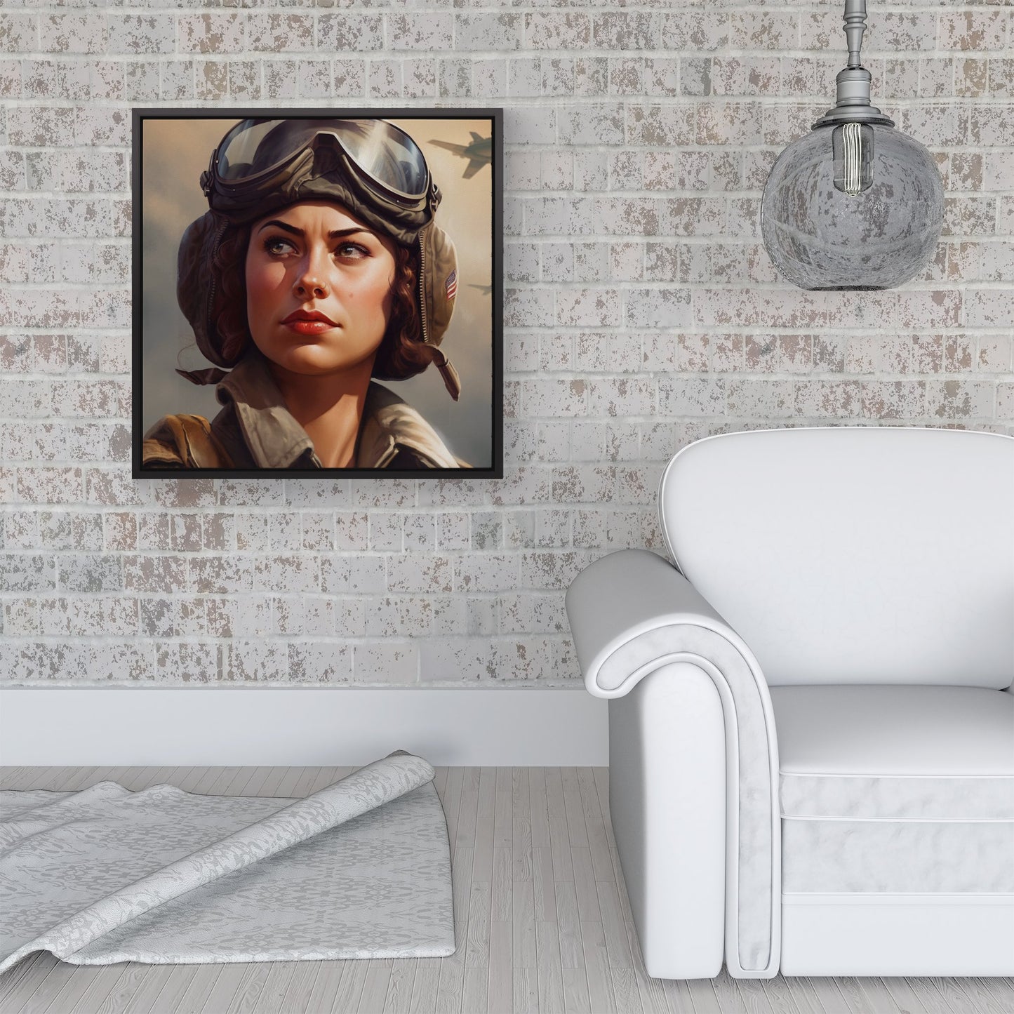 Female Pilot Framed Canvas