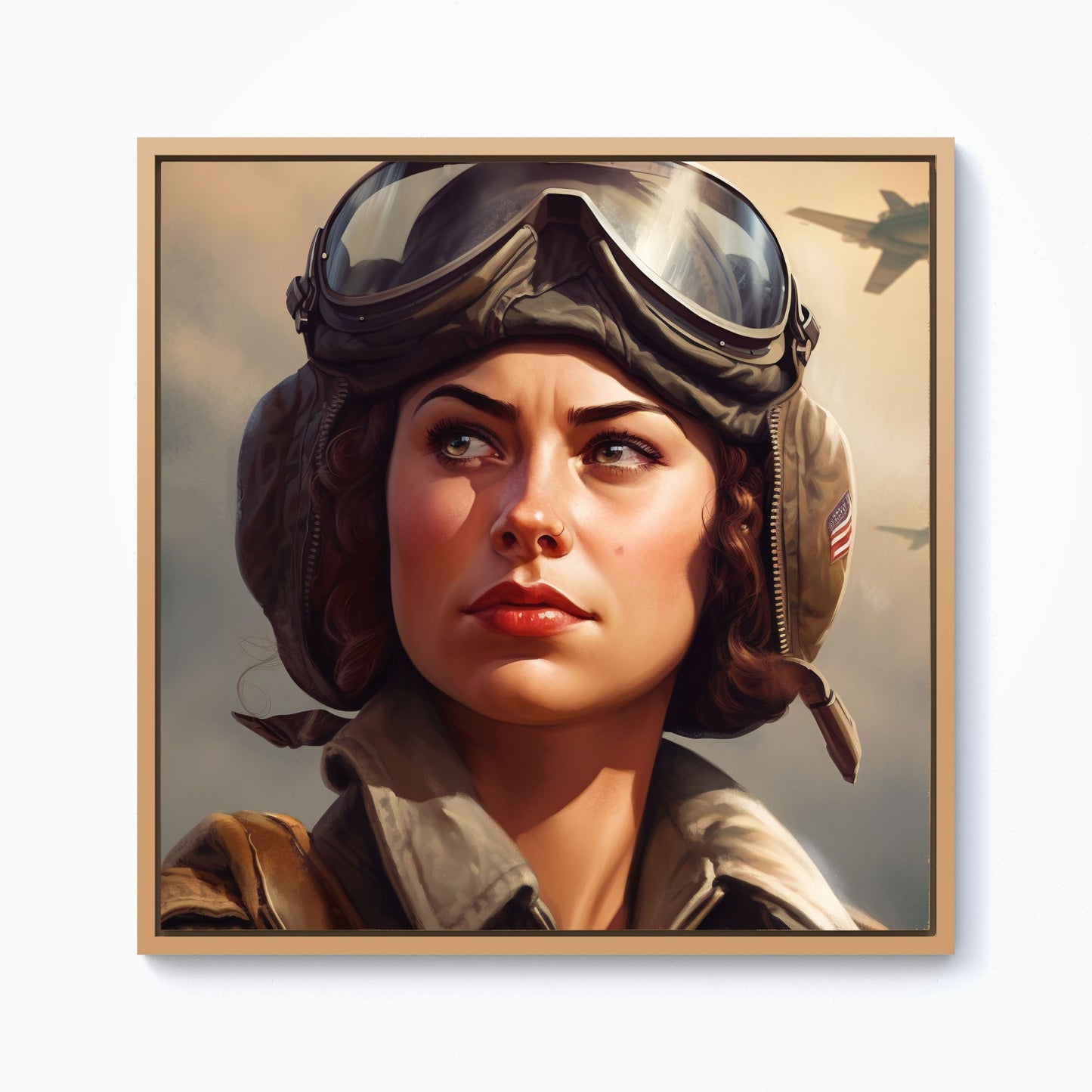 Female Pilot Framed Canvas