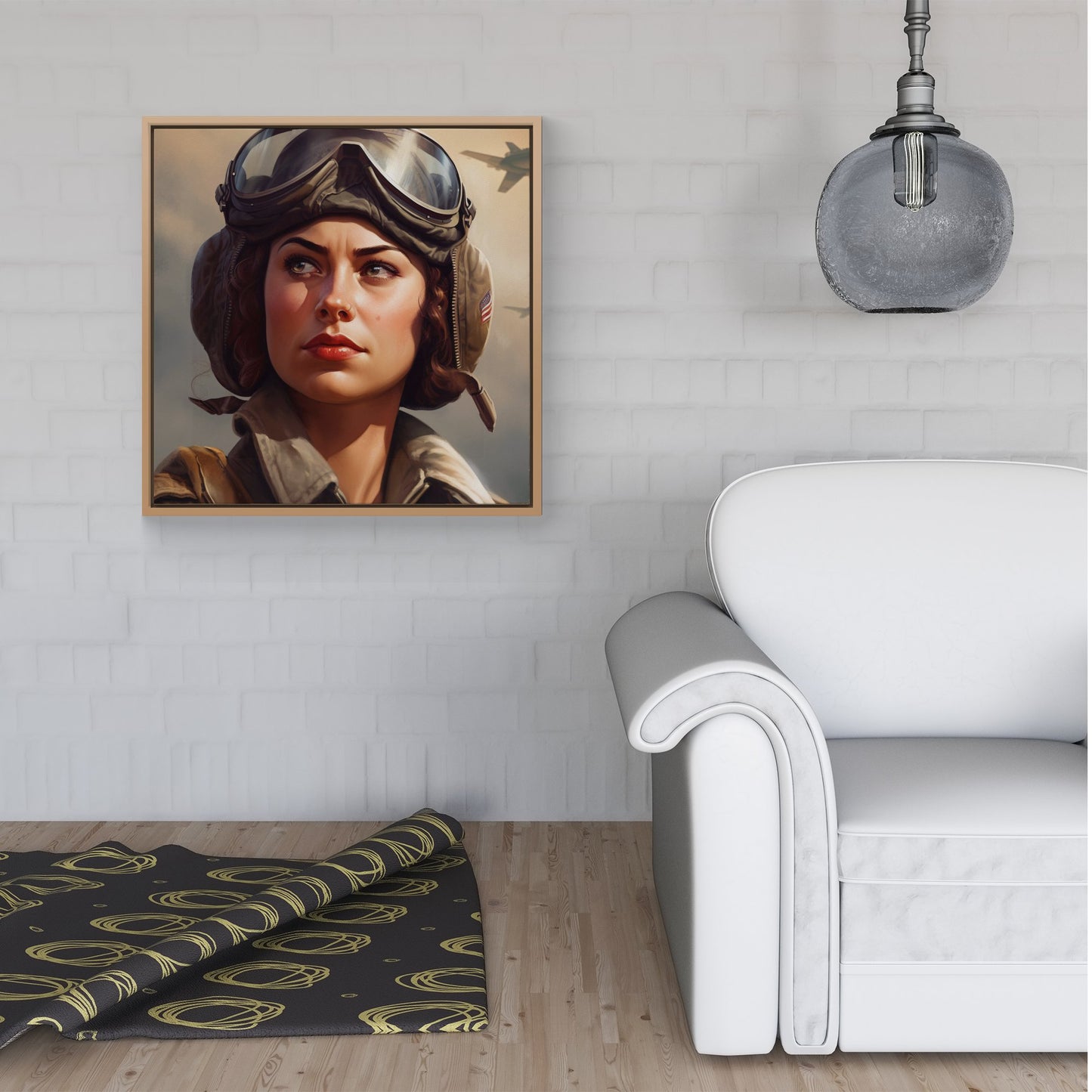 Female Pilot Framed Canvas