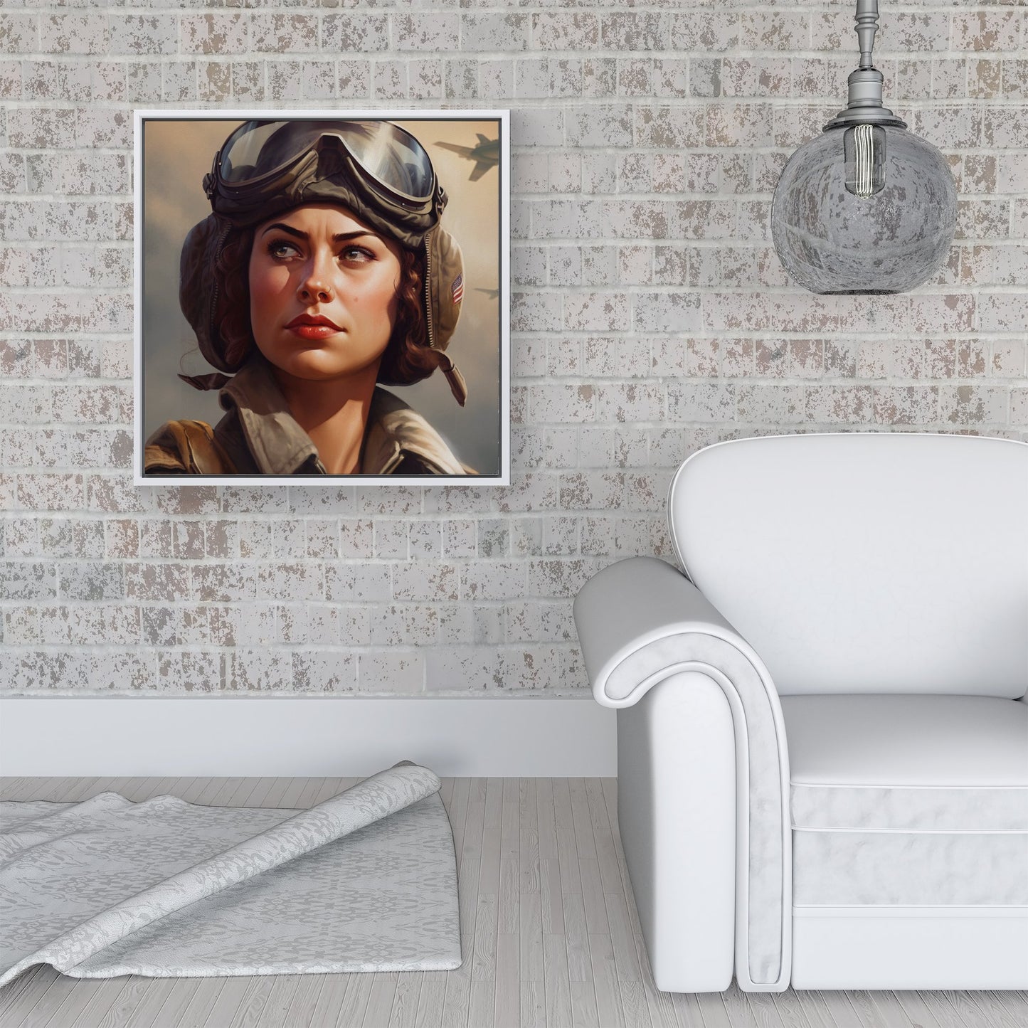 Female Pilot Framed Canvas