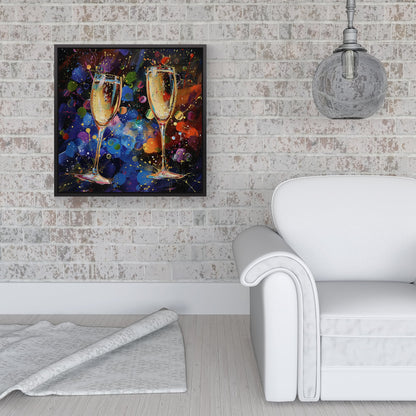 Splashart Champagne Flutes Framed Canvas