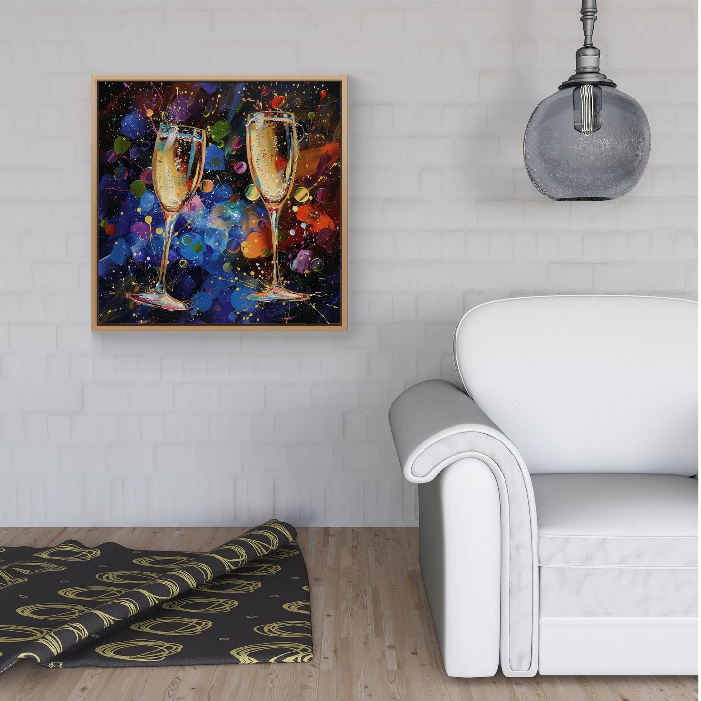 Splashart Champagne Flutes Framed Canvas