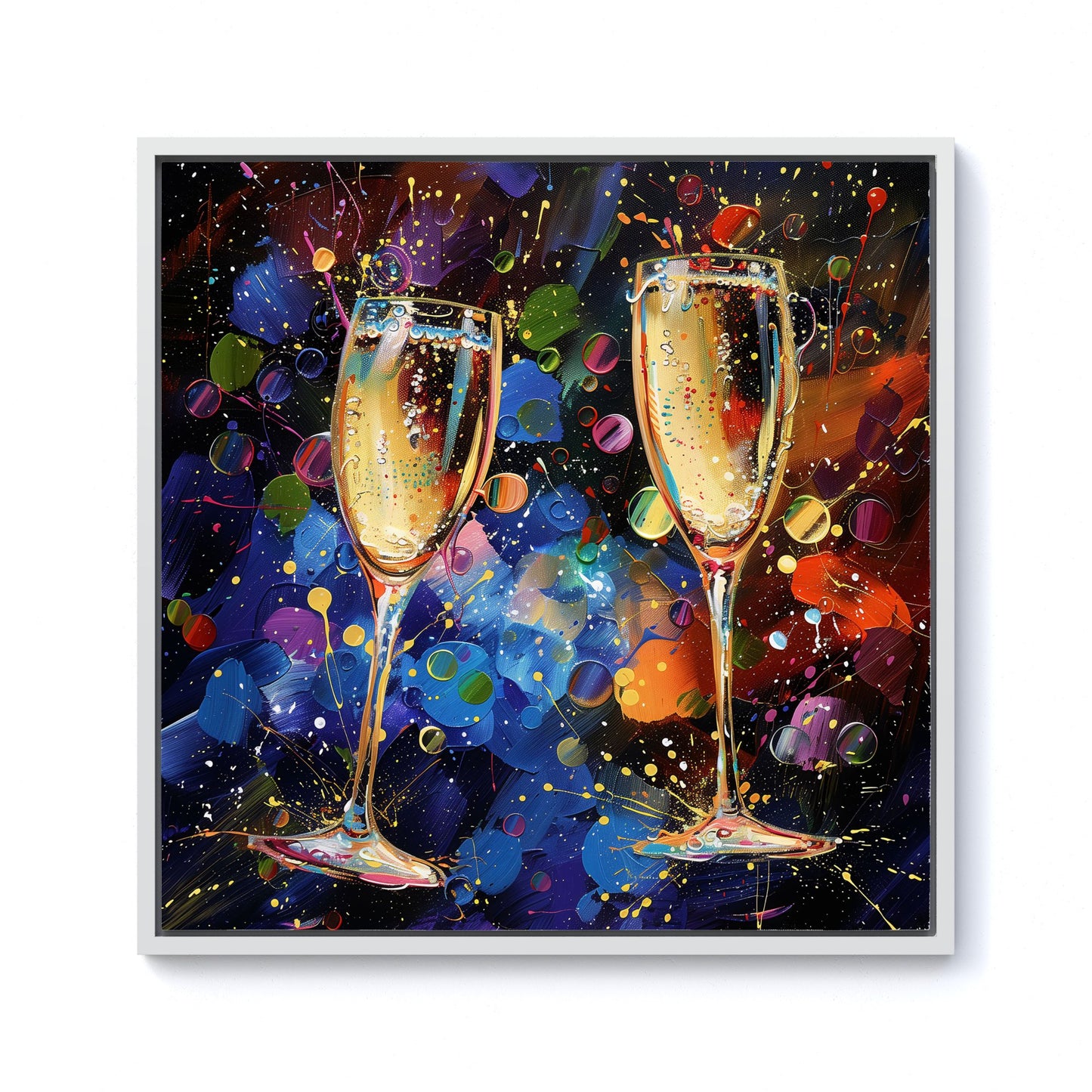 Splashart Champagne Flutes Framed Canvas