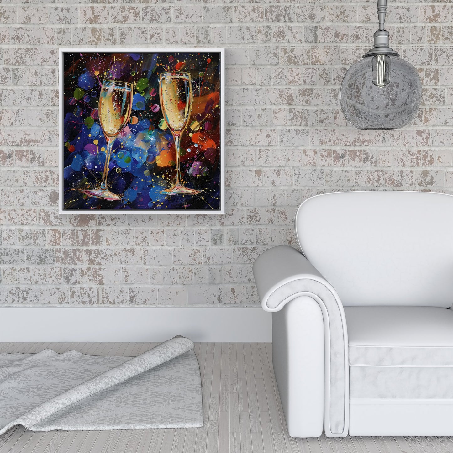 Splashart Champagne Flutes Framed Canvas