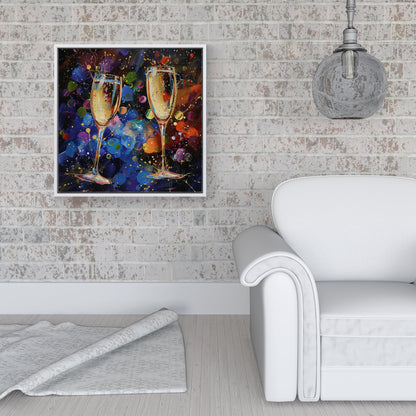 Splashart Champagne Flutes Framed Canvas