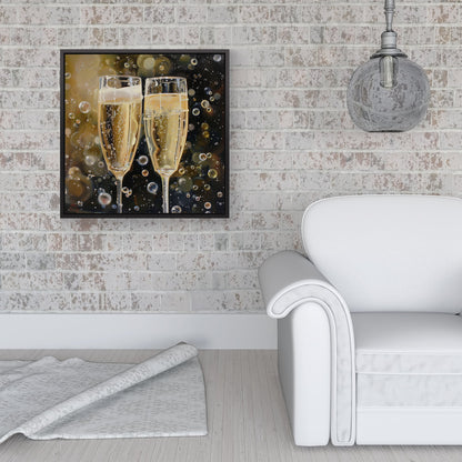 Splashart Bubbly Champagne Flues Framed Canvas