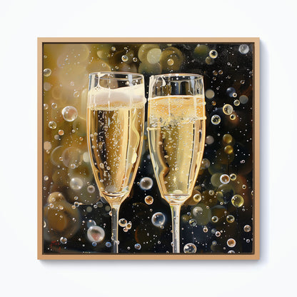 Splashart Bubbly Champagne Flues Framed Canvas