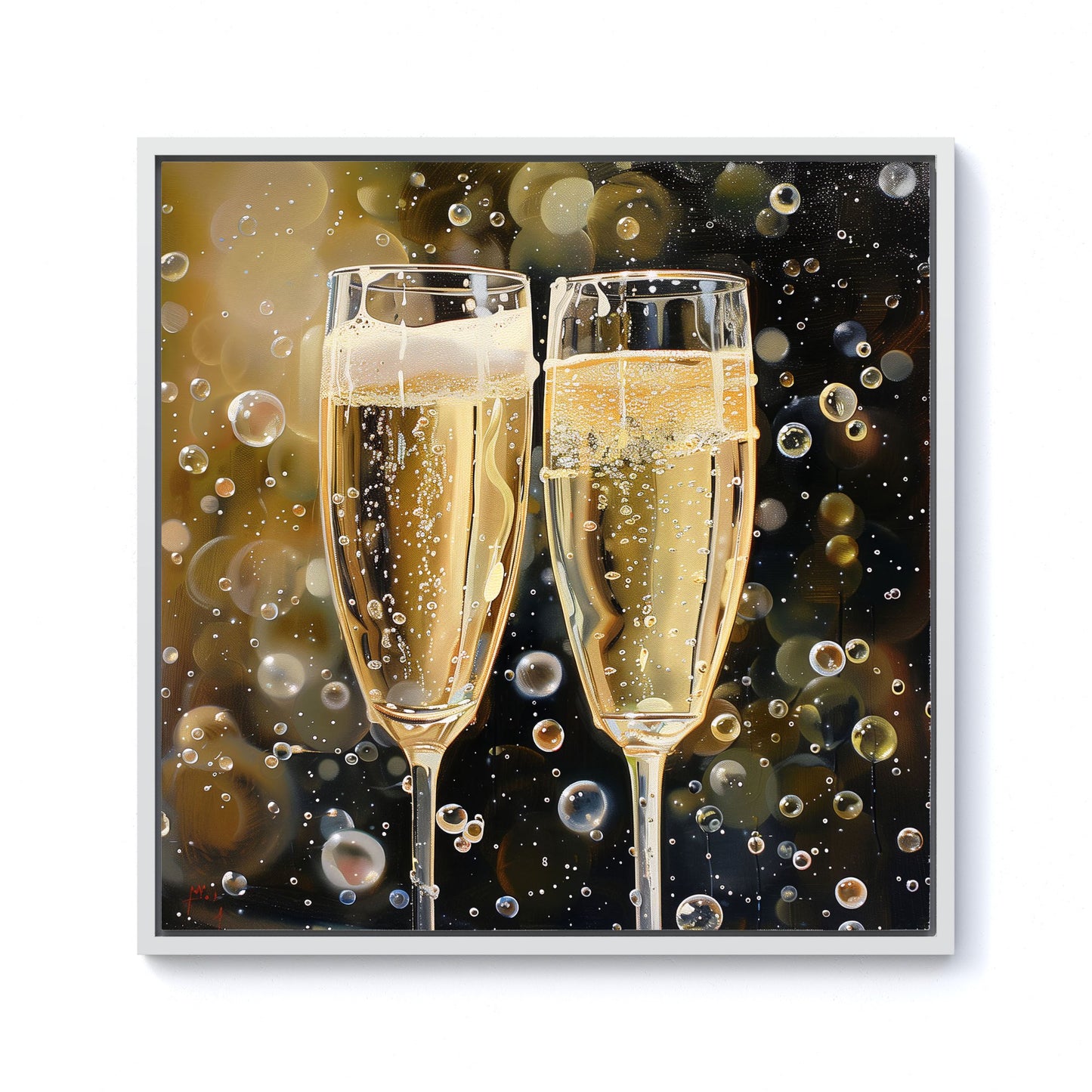 Splashart Bubbly Champagne Flues Framed Canvas