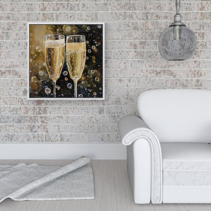 Splashart Bubbly Champagne Flues Framed Canvas