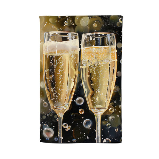 Splashart Bubbly Champagne Flues Tea Towel