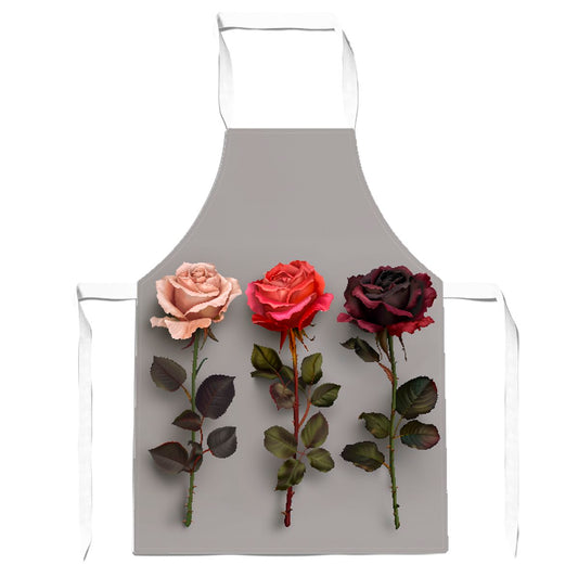 3 Red And Pink Roses Apron