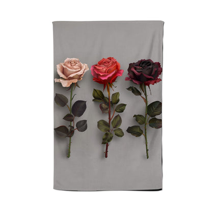 3 Red And Pink Roses Tea Towel