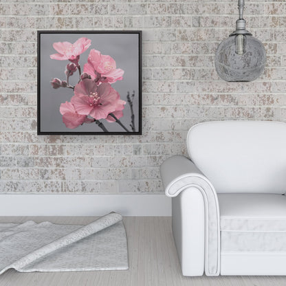 Delicate Pink Flowers Framed Canvas