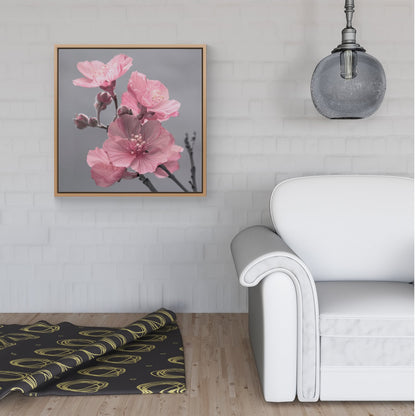 Delicate Pink Flowers Framed Canvas