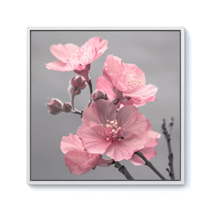 Delicate Pink Flowers Framed Canvas