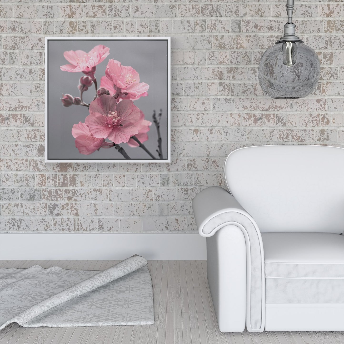 Delicate Pink Flowers Framed Canvas