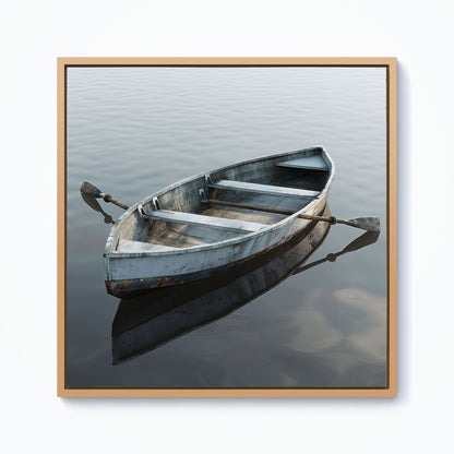 Boat On The Lake Framed Canvas