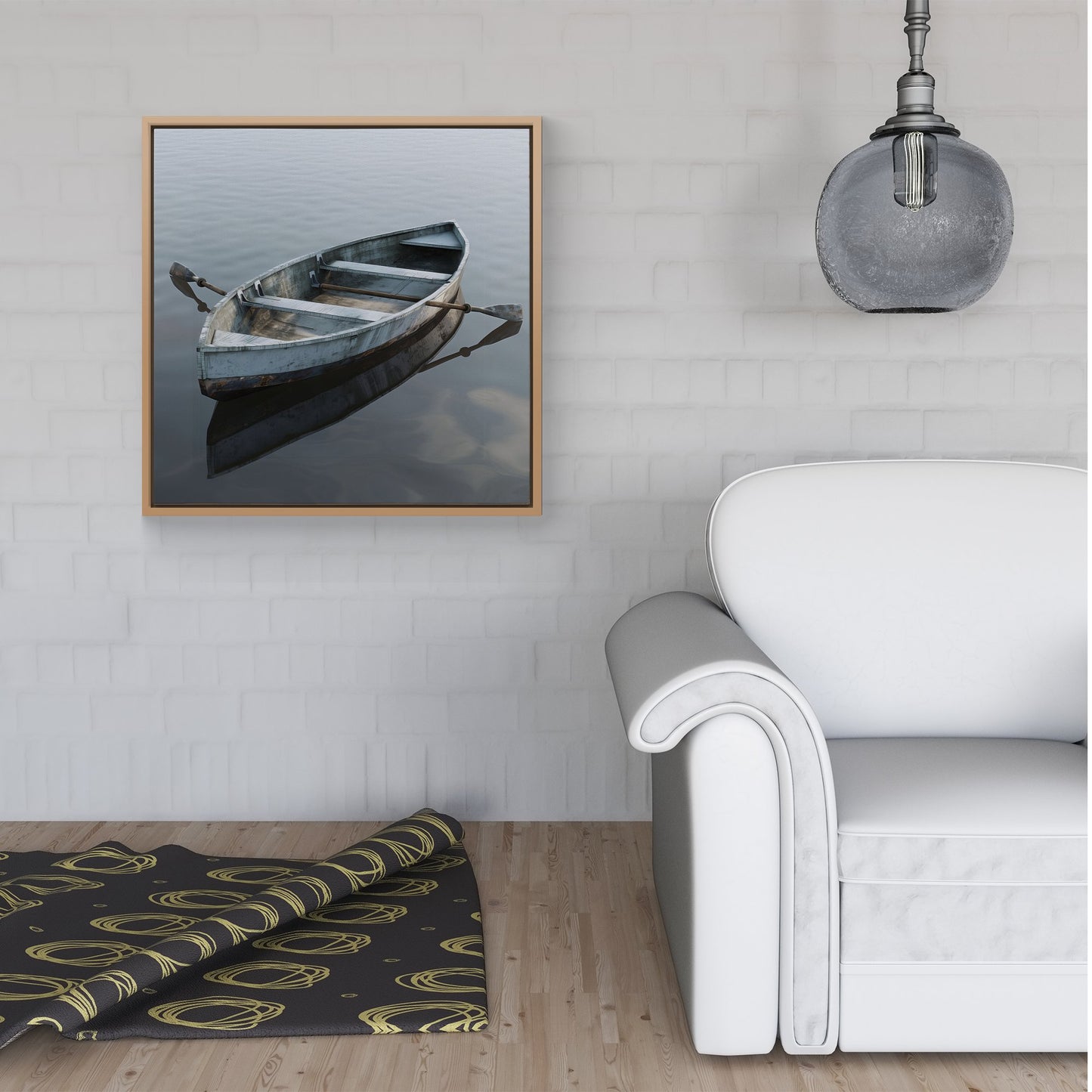 Boat On The Lake Framed Canvas