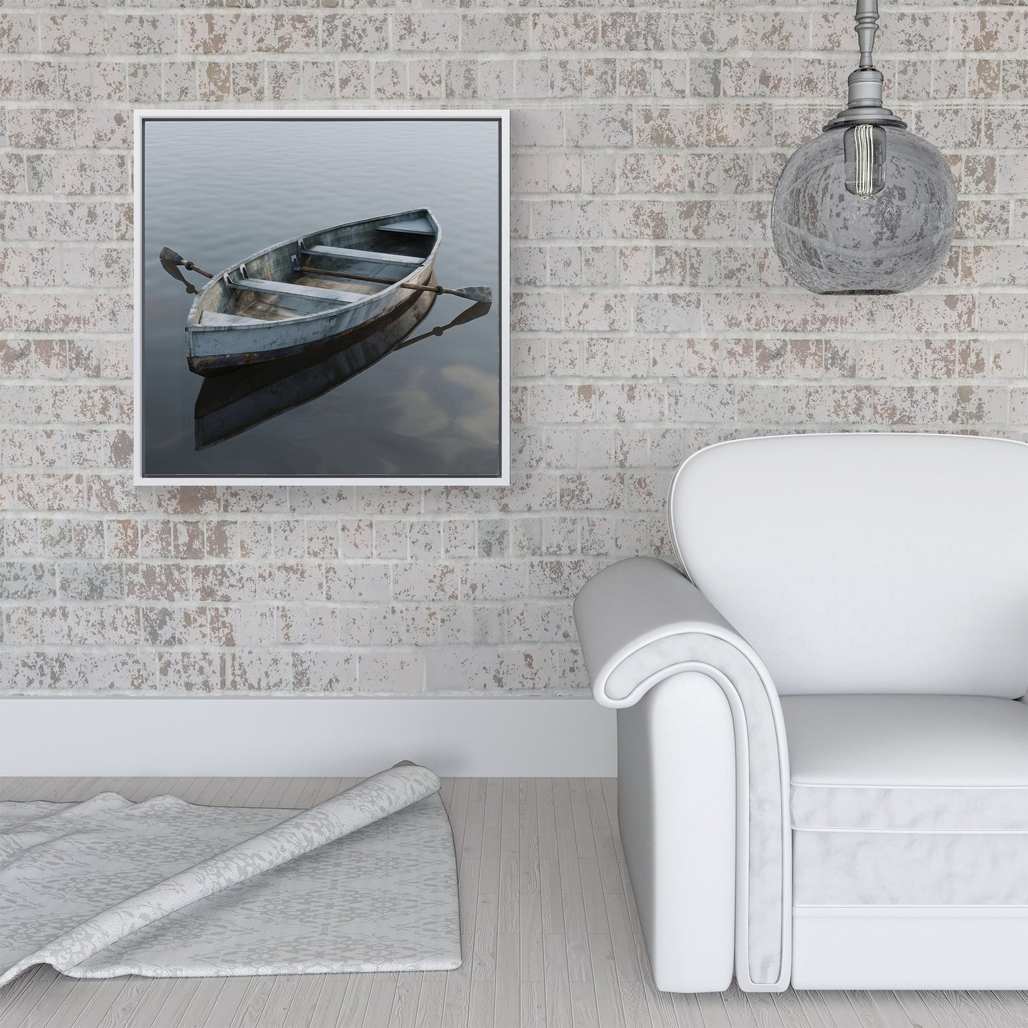 Boat On The Lake Framed Canvas