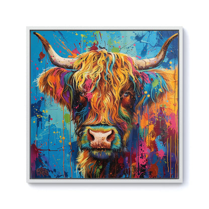 Splashart Highland Cow Framed Canvas