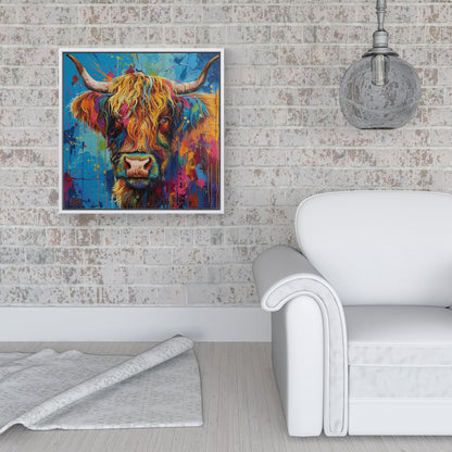 Splashart Highland Cow Framed Canvas