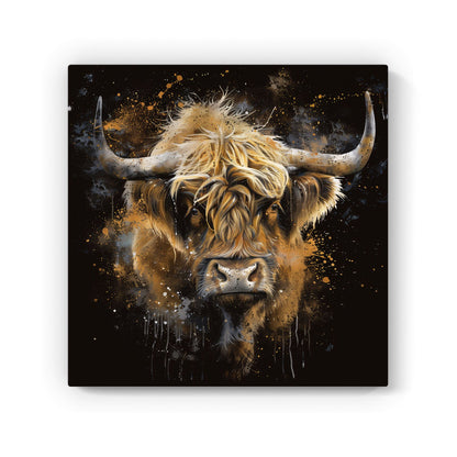 Bronze Splashart Highland Cow Canvas