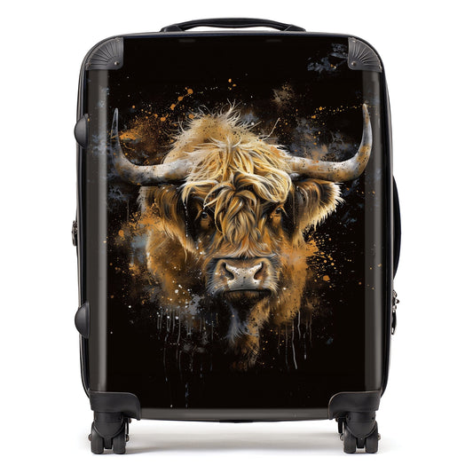 Bronze Splashart Highland Cow Suitcase