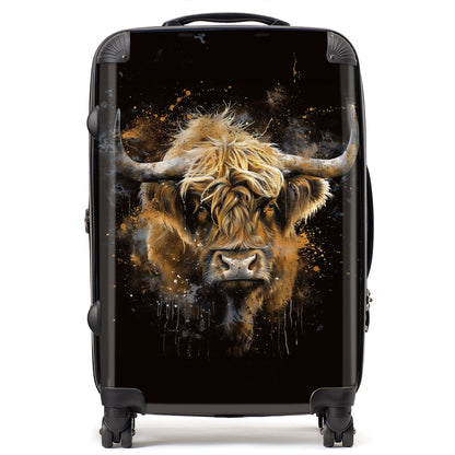 Bronze Splashart Highland Cow Suitcase