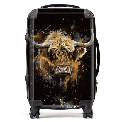 Bronze Splashart Highland Cow Suitcase