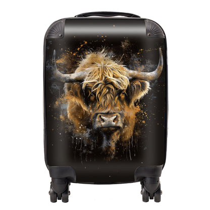 Bronze Splashart Highland Cow Suitcase