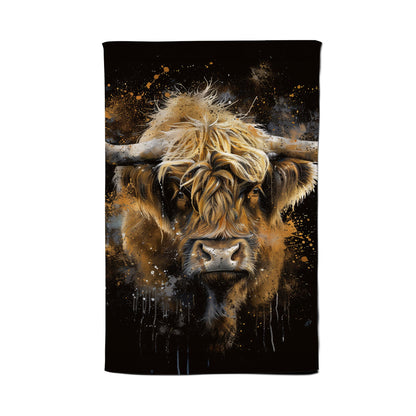 Bronze Splashart Highland Cow Tea Towel