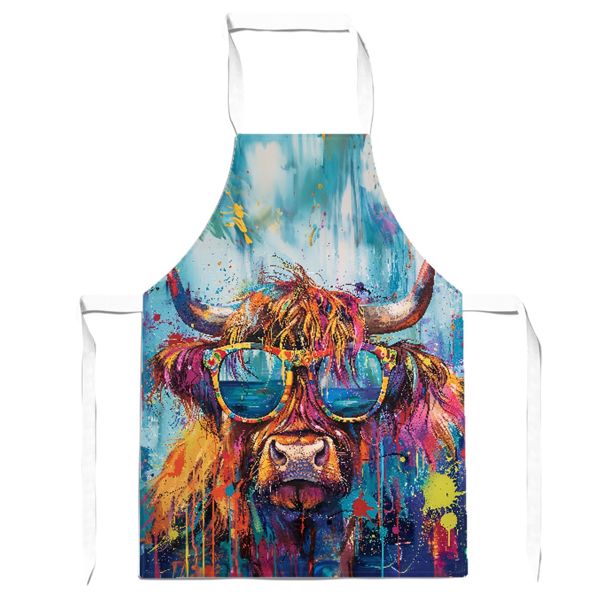 Splashart Highland Cow With Glasses Apron