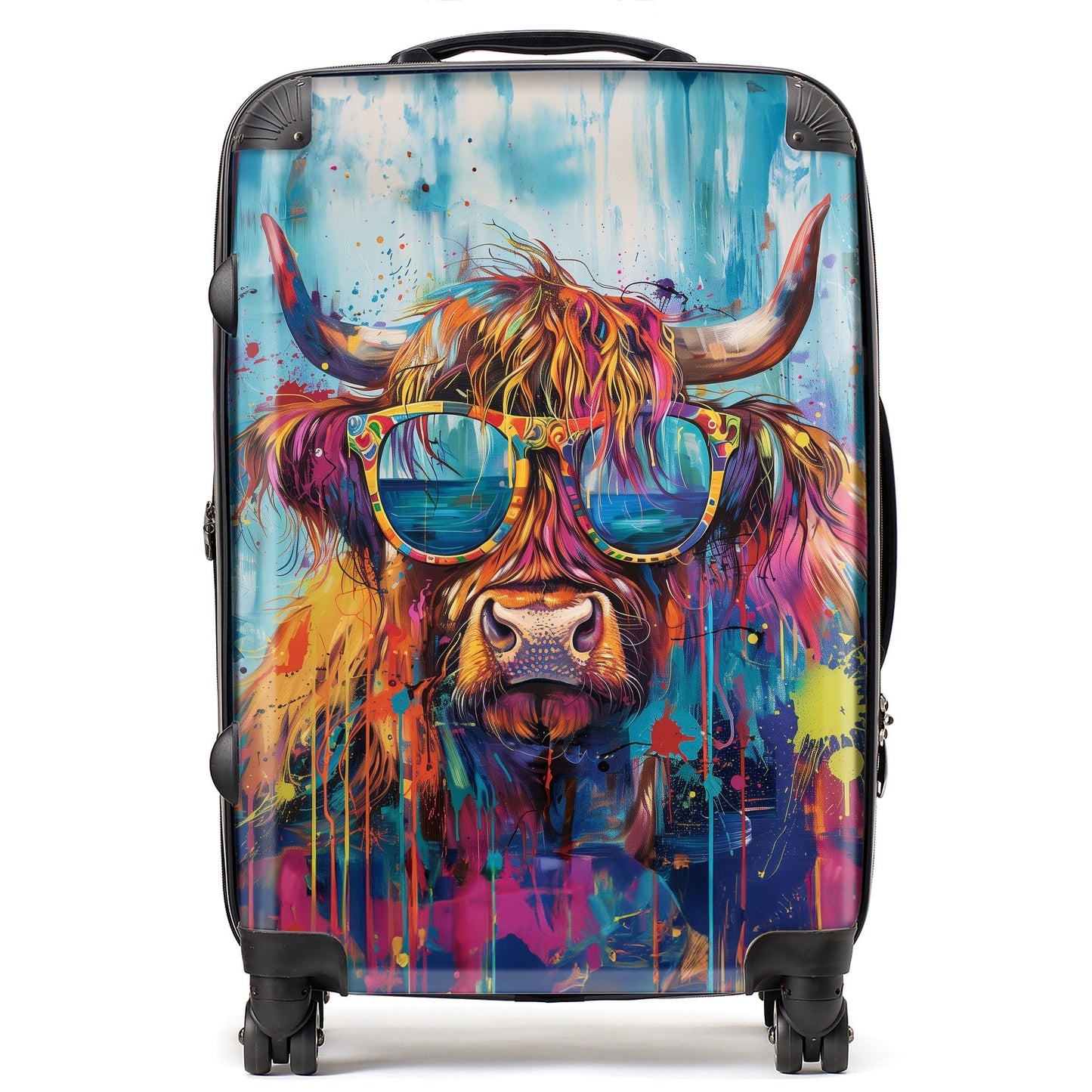 Splashart Highland Cow With Glasses Suitcase