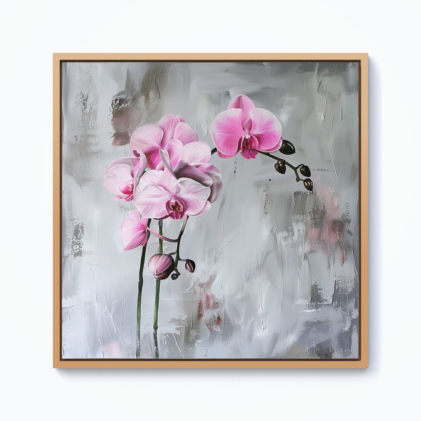 Pink Orchids Framed Canvas