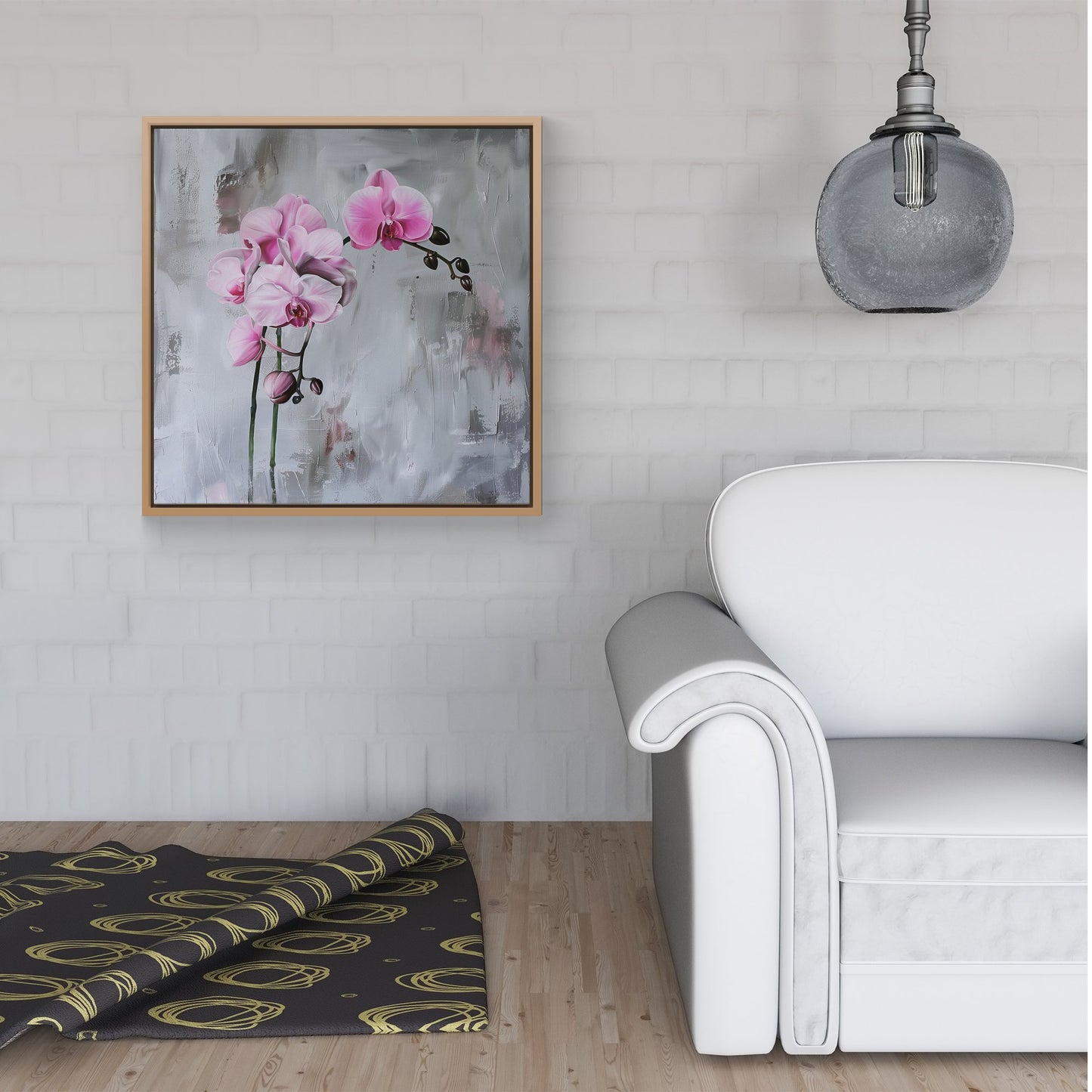 Pink Orchids Framed Canvas