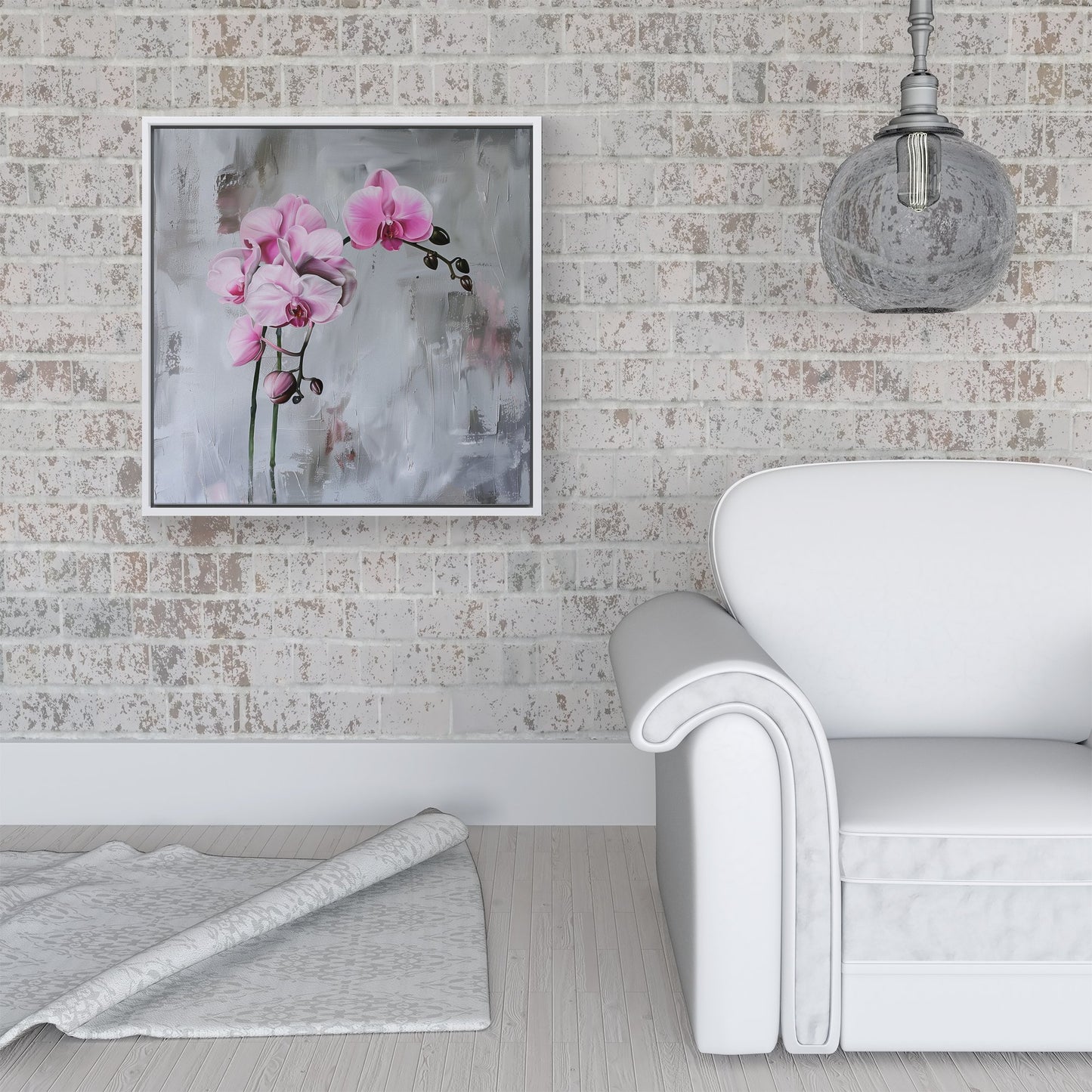 Pink Orchids Framed Canvas