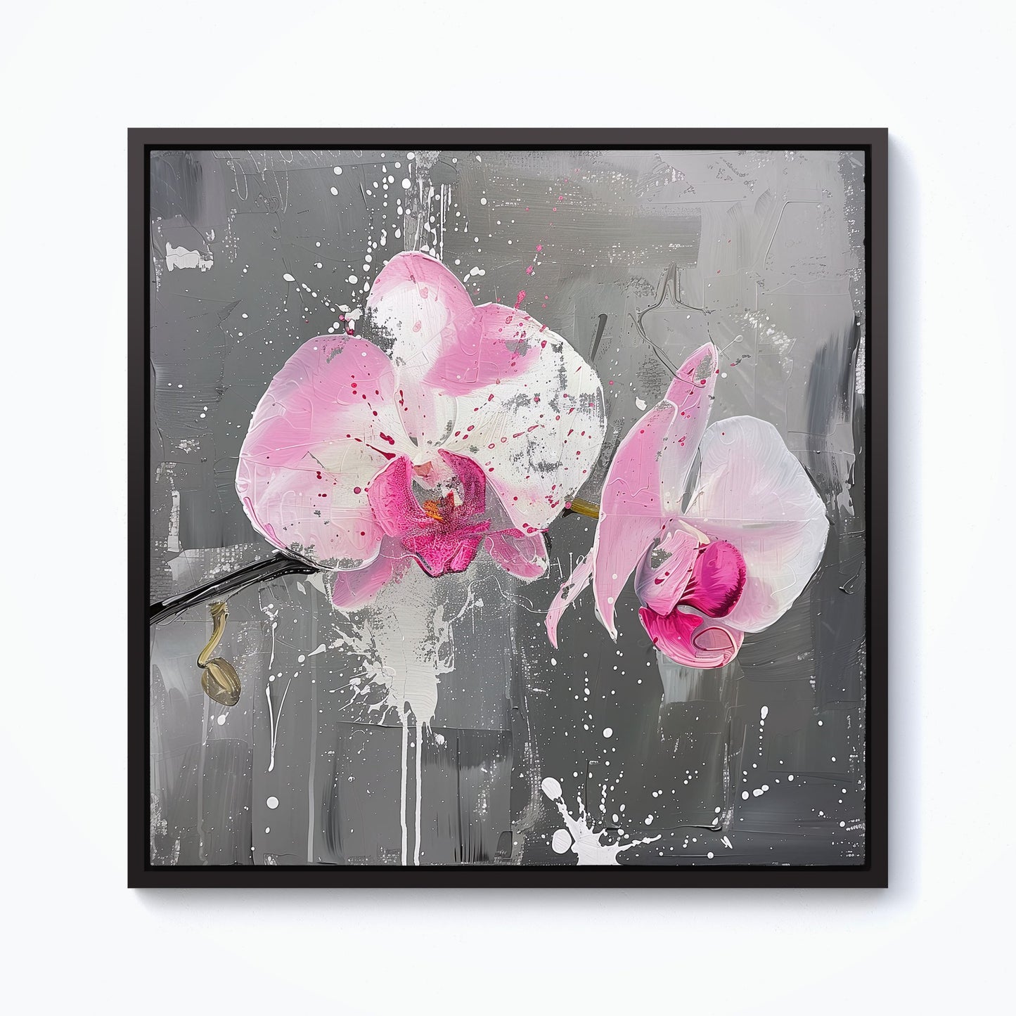 Pink Orchids Splashart Framed Canvas