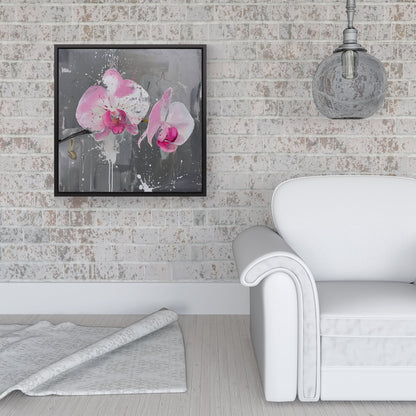 Pink Orchids Splashart Framed Canvas