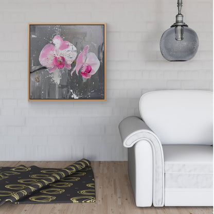 Pink Orchids Splashart Framed Canvas