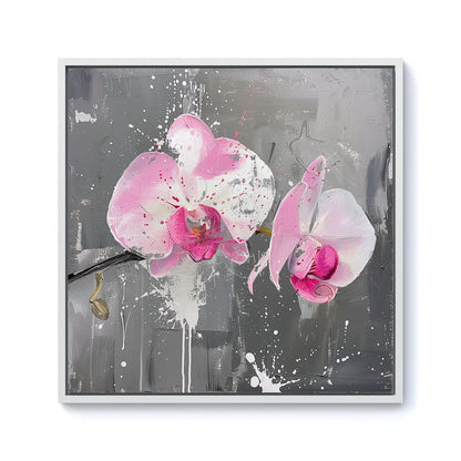 Pink Orchids Splashart Framed Canvas