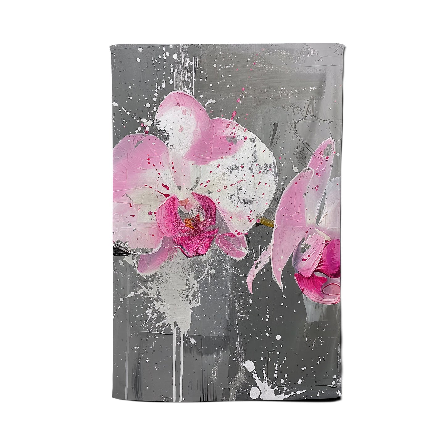 Pink Orchids Splashart Tea Towel