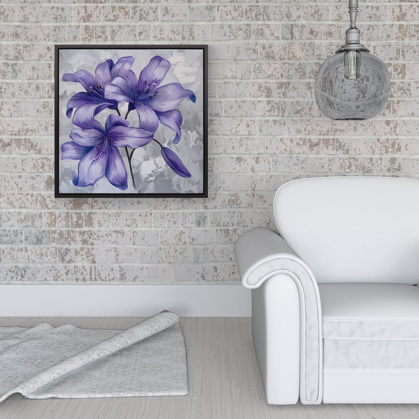 Purple Lilies Framed Canvas