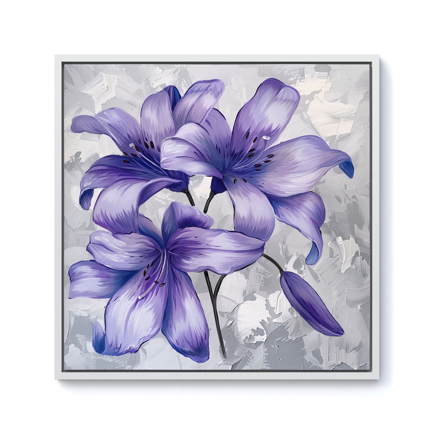 Purple Lilies Framed Canvas