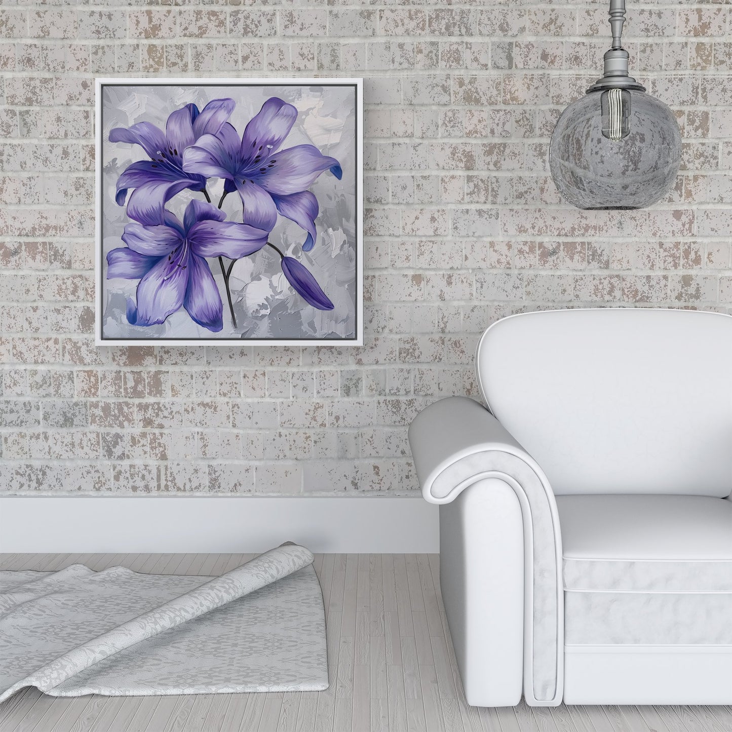 Purple Lilies Framed Canvas